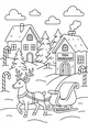 Free Reindeer Coloring Page - Sleigh Ride Through Snowy Toy Workshop Village (Printable PDF)