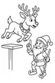 Free Reindeer Coloring Page - Elf Coach Training Jump (Printable PDF)