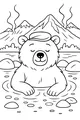 Free Bear Coloring Page - Relaxing in a Mountain Hot Spring (Printable PDF)