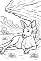 Free Kangaroo Coloring Page - Resting Under Rocky Outback Ledge (Printable PDF)