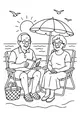 Free Grandparents Retirement Coloring Page - Relaxing Beach Day (Printable PDF)