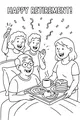 Free Retirement Grandpa Coloring Page - Breakfast Party In Bed (Printable PDF)