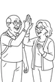 Free Retirement Coloring Page - Happy Senior Couple High-Five (Printable PDF)