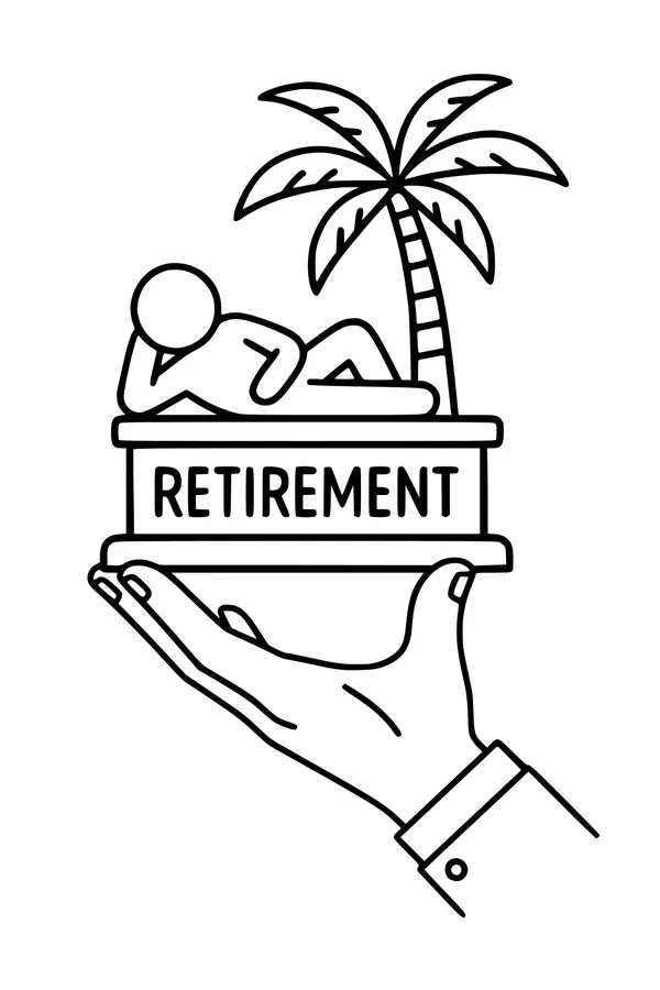 Free Retirement Coloring Page - Relaxing Palm Tree Nap in Helping Hand (Printable PDF)