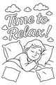 Free Retirement Coloring Page - Boy Napping on Pillows (Printable PDF)