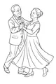 Free Retirement Coloring Page - Senior Couple Waltzing Together (Printable PDF)