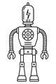 Free Robot Coloring Page - Retro Bot With Lightning Bulb Head (Printable PDF)