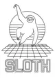 Free Sloth Coloring Page - Sunny Retro Sloth on Groovy Grid (Printable PDF)