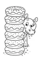 Free Rhinoceros Coloring Page - Funny Donut Snack Scene (Printable PDF)