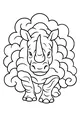 Free Rhinoceros Coloring Page - Cartoon Rhino in Puffy Clouds (Printable PDF)