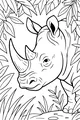 Free Rhinoceros Coloring Page - Rhino in Jungle Leaves (Printable PDF)