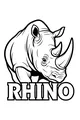 Free Rhino Coloring Page - Mighty Horned Head with Bold Text (Printable PDF)