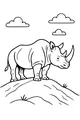 Free Rhinoceros Coloring Page - Two-Horned Rhino on Sunny Hill (Printable PDF)