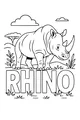 Free Rhino Coloring Page - Walking on RHINO Word Art (Printable PDF)