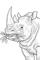 Free Rhinoceros Coloring Page - Rhino Eating Leafy Branches (Printable PDF)