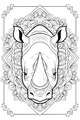 Free Rhinoceros Coloring Page - Mandala Rhino Head Design (Printable PDF)