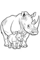 Free Rhinoceros Coloring Page - Mother Rhino With Calf (Printable PDF)