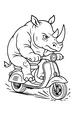 Free Rhinoceros Coloring Page - Speedy Scooter Ride (Printable PDF)