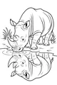 Free Rhinoceros Coloring Page - Thirsty Rhino at the Pond (Printable PDF)