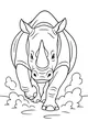 Free Rhinoceros Coloring Page - Running Rhino With Raised Horn (Printable PDF)