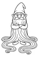 Free Gnome Coloring Page - Grumpy Gnome With Extra-Long Beard (Printable PDF)