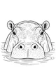 Free Hippopotamus Coloring Page - Hippo Face Above Water (Printable PDF)