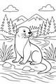 Free Otter Coloring Page - River Otter Resting on a Rock (Printable PDF)