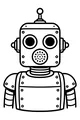 Free Robot Coloring Page - Retro Cartoon Android Portrait (Printable PDF)