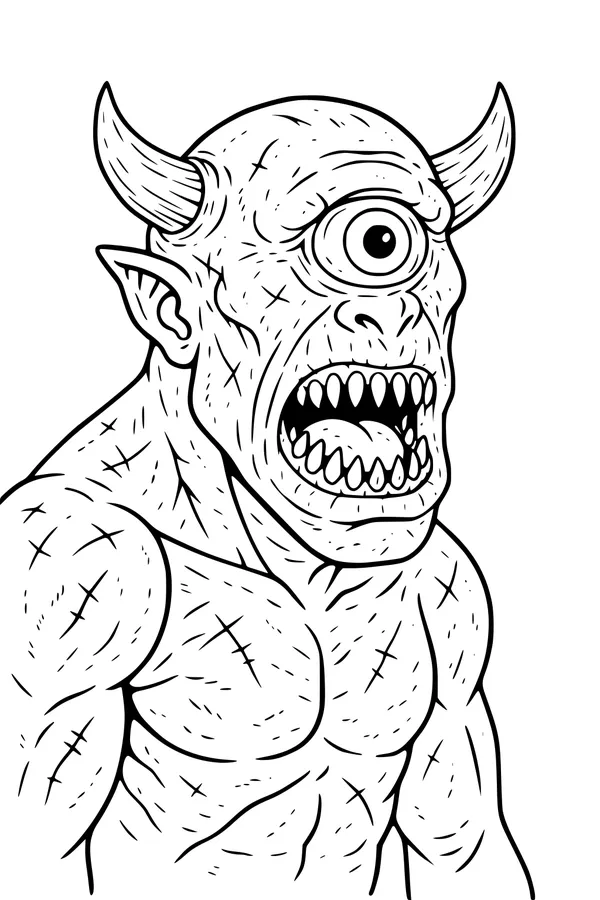 Free Cyclops Giant Coloring Page - Roaring One-Eyed Monster (Printable PDF)