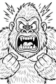 Free Gorilla Coloring Page - Angry Cartoon Ape With Lightning (Printable PDF)