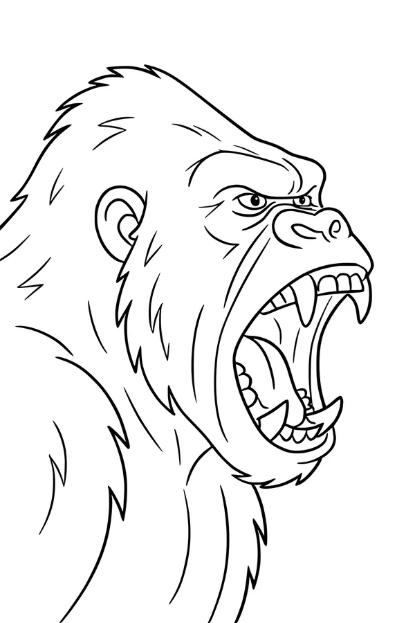 Free Gorilla Coloring Page - Roaring King of the Jungle (Printable PDF)