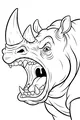 Free Rhinoceros Coloring Page - Big Yawn With Giant Horns (Printable PDF)