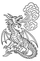 Free Dragon Coloring Page - Roaring Sky Dragon With Swirling Smoke (Printable PDF)