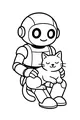 Free Robot Coloring Page - Friendly Android With Cat Pal (Printable PDF)