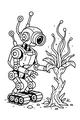 Free Robot Coloring Page - Scout Bot With Alien Sprout (Printable PDF)