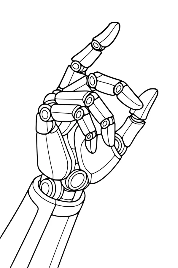 Free Robot Hand Coloring Page - Raised Finger Gesture (Printable PDF)