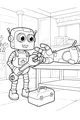 Free Robot Mechanic Coloring Page - Fixing a Robot Arm in the Workshop (Printable PDF)