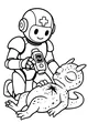 Free Robot Doctor Coloring Page - Robo Medic Helps Baby Dragon (Printable PDF)