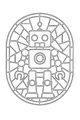 Free Robot Coloring Page - Cartoon Bot in Mosaic Window (Printable PDF)