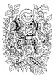 Free Sloth Coloring Page - Robot Slowbot in Jungle Vines (Printable PDF)