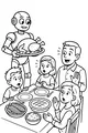 Free Robot Thanksgiving Coloring Page - Family Dinner Feast (Printable PDF)