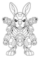Free Robot Rabbit Coloring Page - Armored Robo Bunny With Shoulder Blasters (Printable PDF)