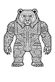 Free Robot Bear Coloring Page - Geometric Circuit Design (Printable PDF)