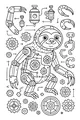Free Sloth Coloring Page - Smiling Robot Sloth With Gears (Printable PDF)