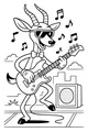 Free Gazelle Coloring Page - Rock Star Guitar Jam on Stage (Printable PDF)