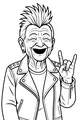 Free Grandma Coloring Page - Rocker Grandma With Spiky Hair (Printable PDF)