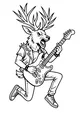 Free Deer Coloring Page - Rock Star Deer Playing Guitar (Printable PDF)
