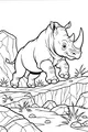 Free Rhinoceros Coloring Page - Two-Horned Rhino on Rocky Ground (Printable PDF)