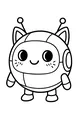 Free Robot Kitten Coloring Page - Round Kawaii Android (Printable PDF)