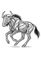 Free Wildebeest Coloring Page - Running Gnu With Curved Horns (Printable PDF)